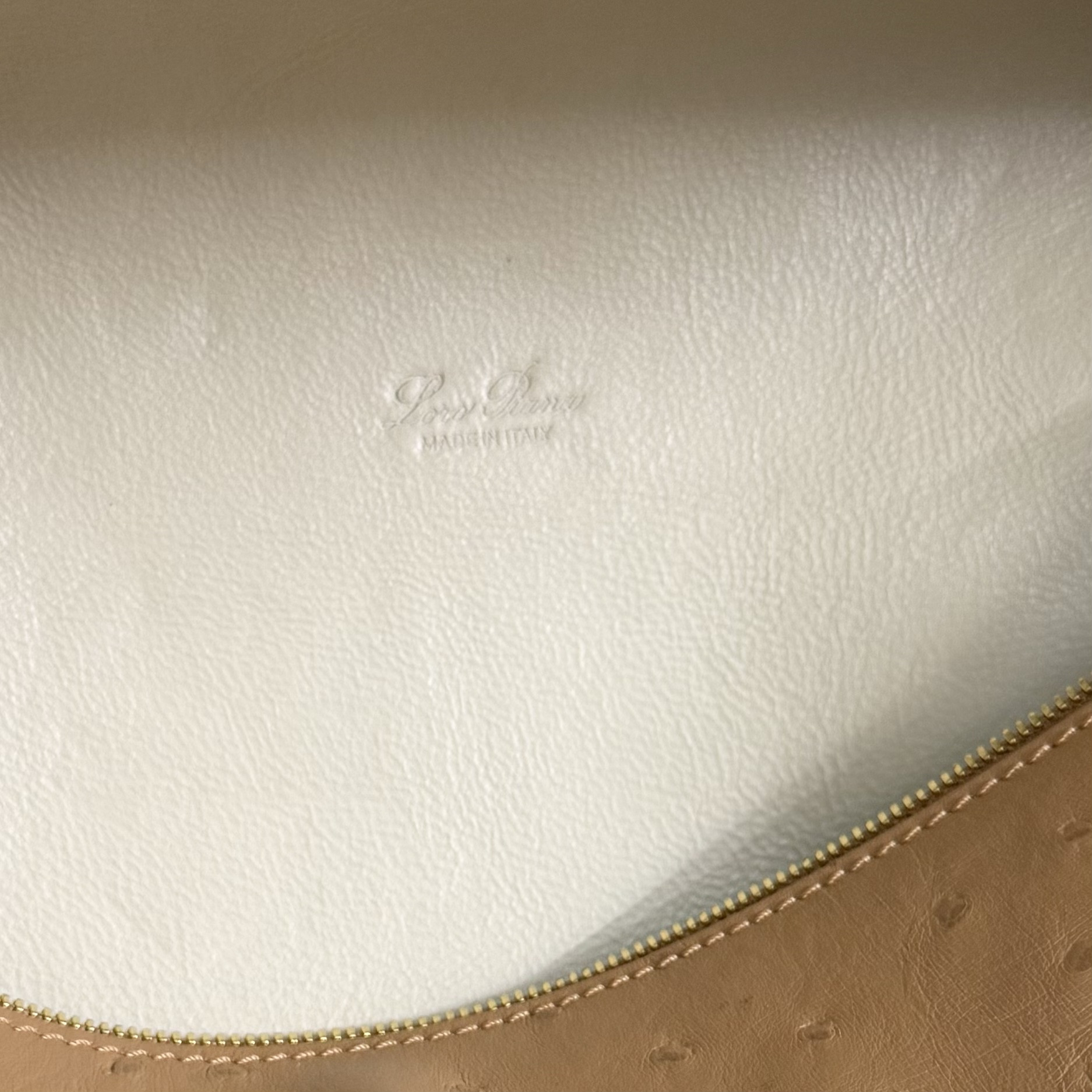 Loro Piana Extra Pocket L27 Ostrich-grained Leather 16x27x10cm