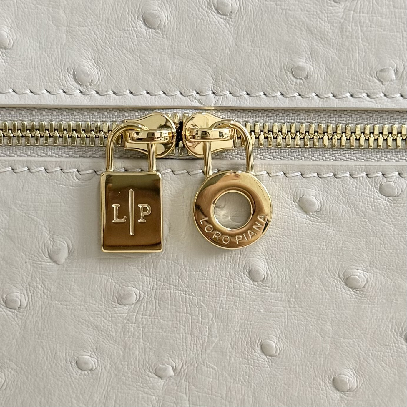 Loro Piana Extra Pocket L27 Ostrich-grained Leather 16x27x10cm