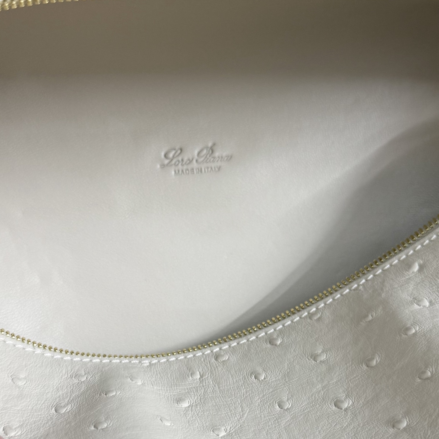 Loro Piana Extra Pocket L27 Ostrich-grained Leather 16x27x10cm