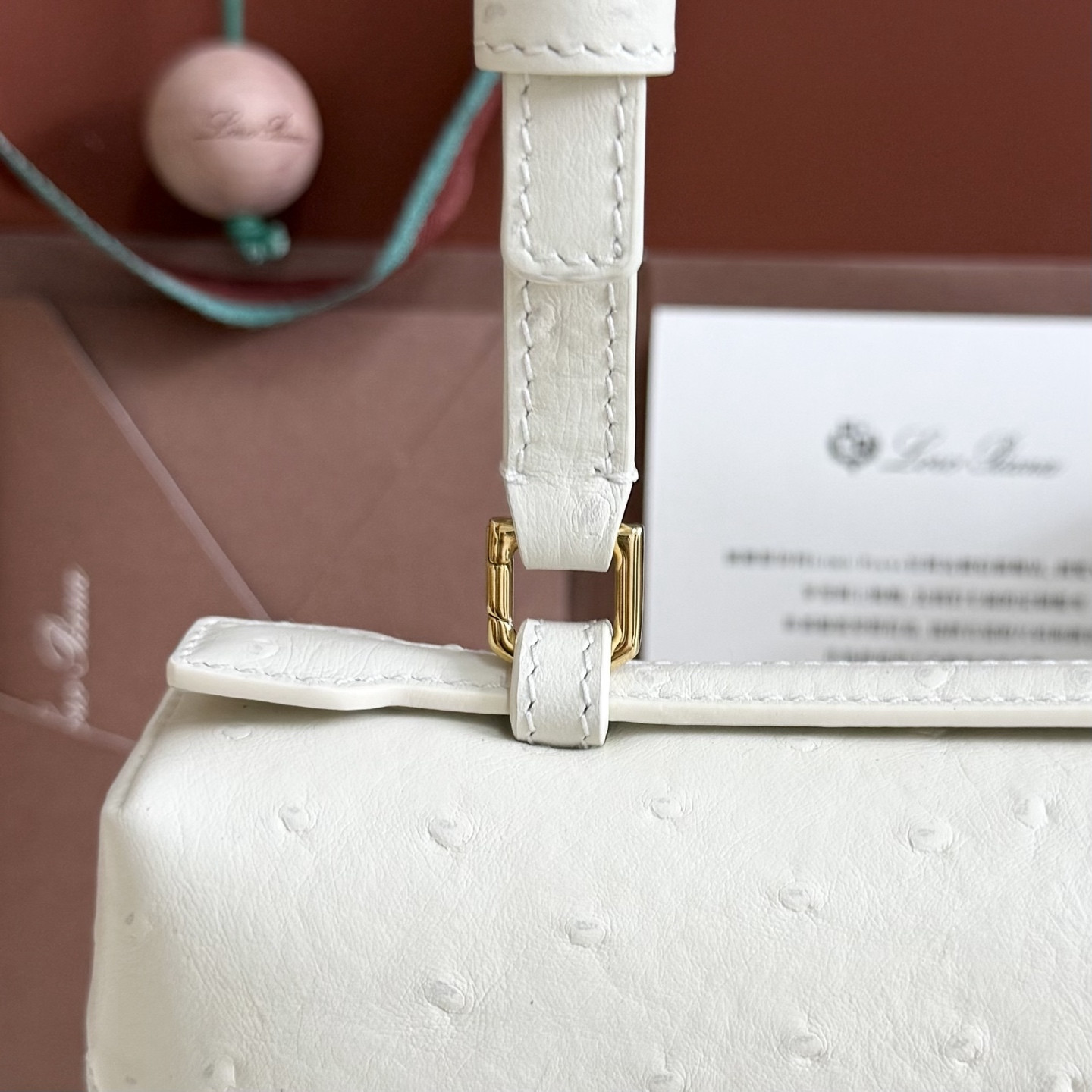 Loro Piana Extra Pocket L27 Ostrich-grained Leather 16x27x10cm