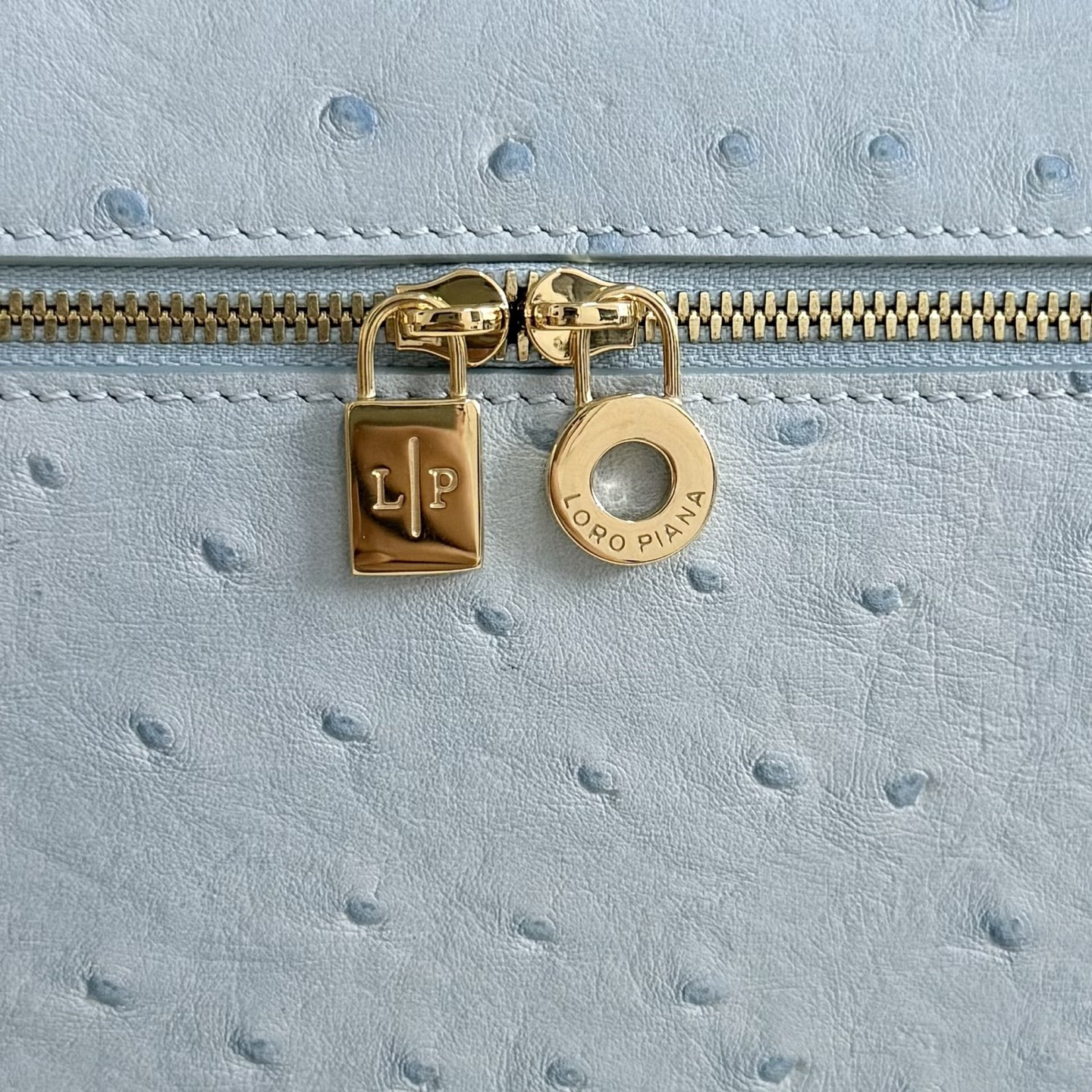 Loro Piana Extra Pocket L27 Ostrich-grained Leather 16x27x10cm