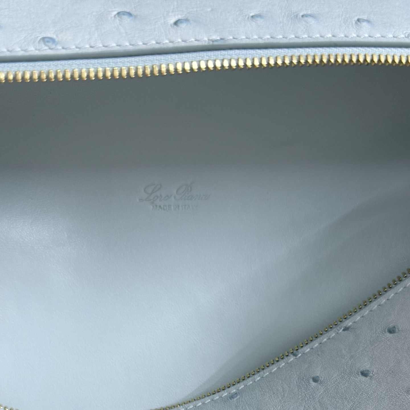 Loro Piana Extra Pocket L27 Ostrich-grained Leather 16x27x10cm