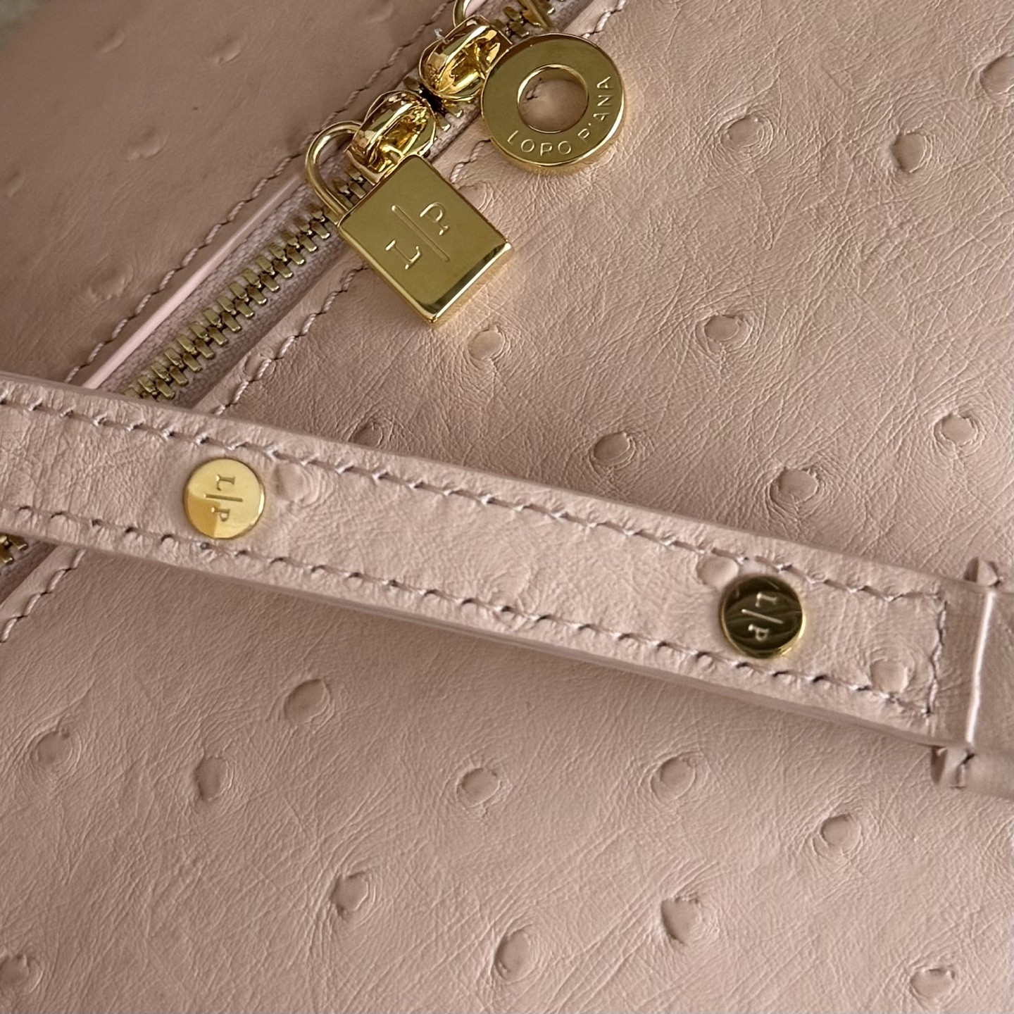 Loro Piana Extra Pocket L27 Ostrich-grained Leather 16x27x10cm