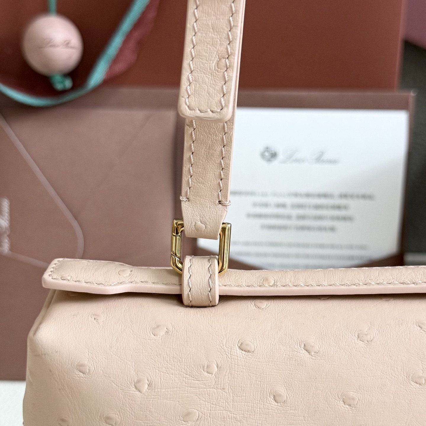 Loro Piana Extra Pocket L27 Ostrich-grained Leather 16x27x10cm