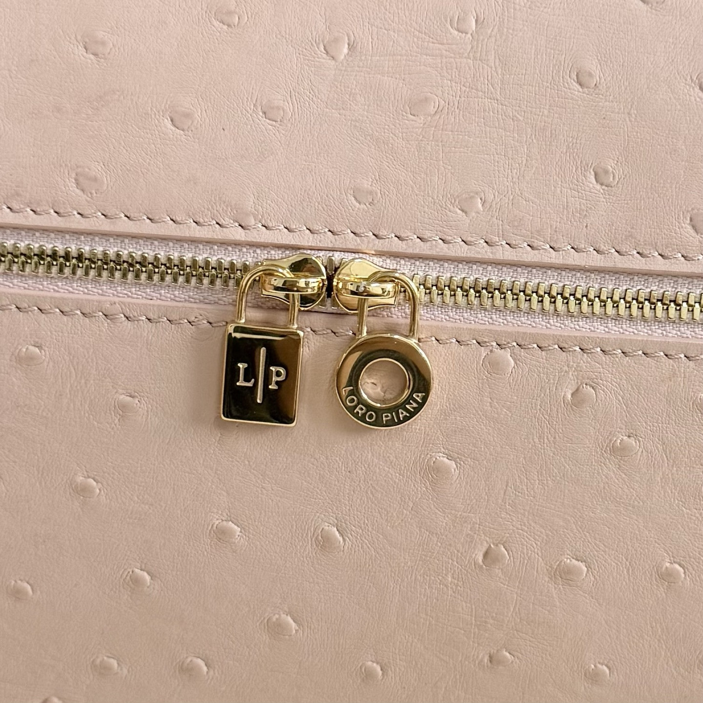 Loro Piana Extra Pocket L27 Ostrich-grained Leather 16x27x10cm