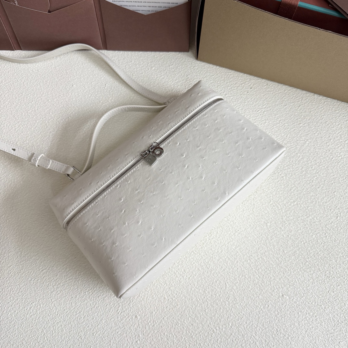 Loro Piana Extra Pocket L27 Ostrich-grained Leather 16x27x10cm