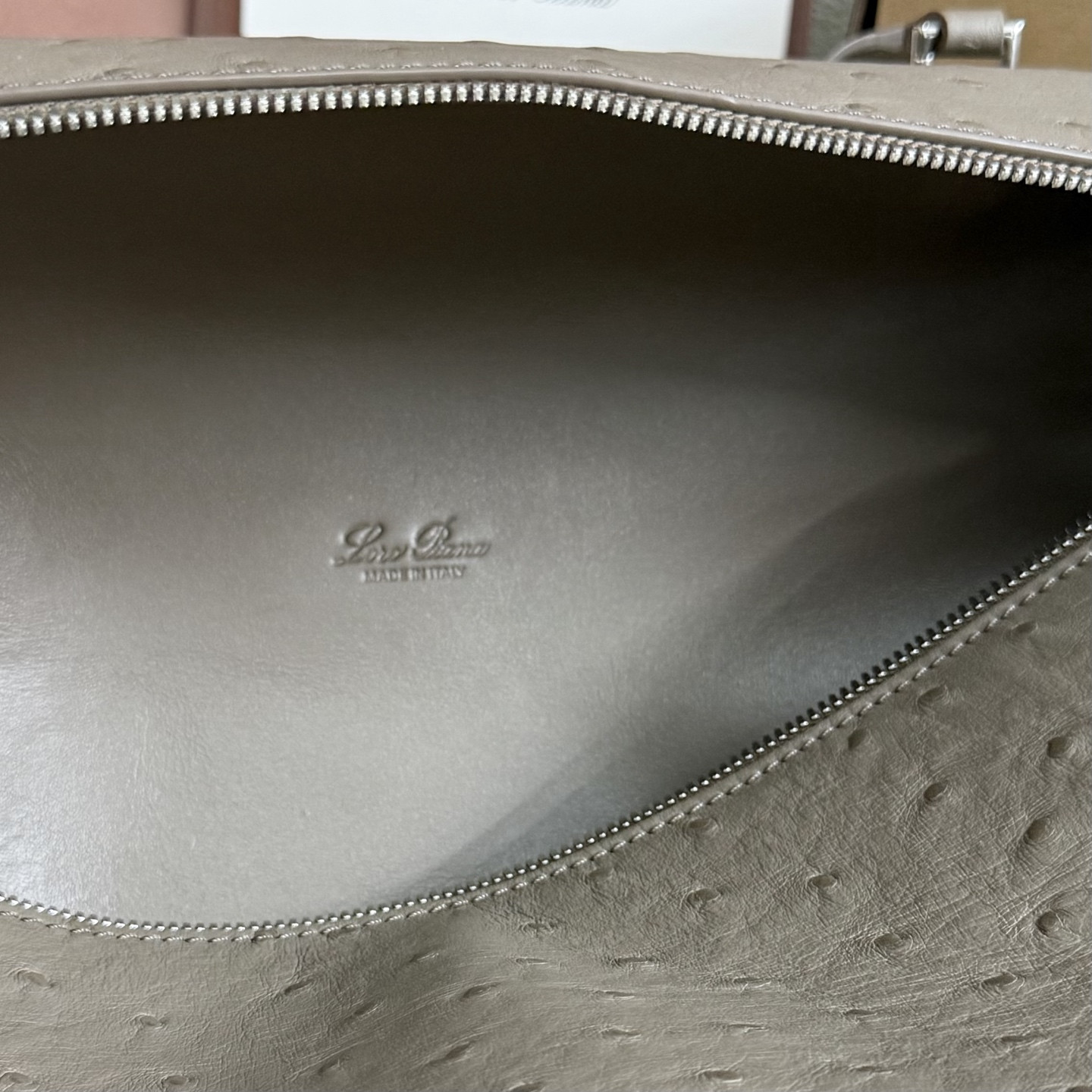 Loro Piana Extra Pocket L27 Ostrich-grained Leather 16x27x10cm