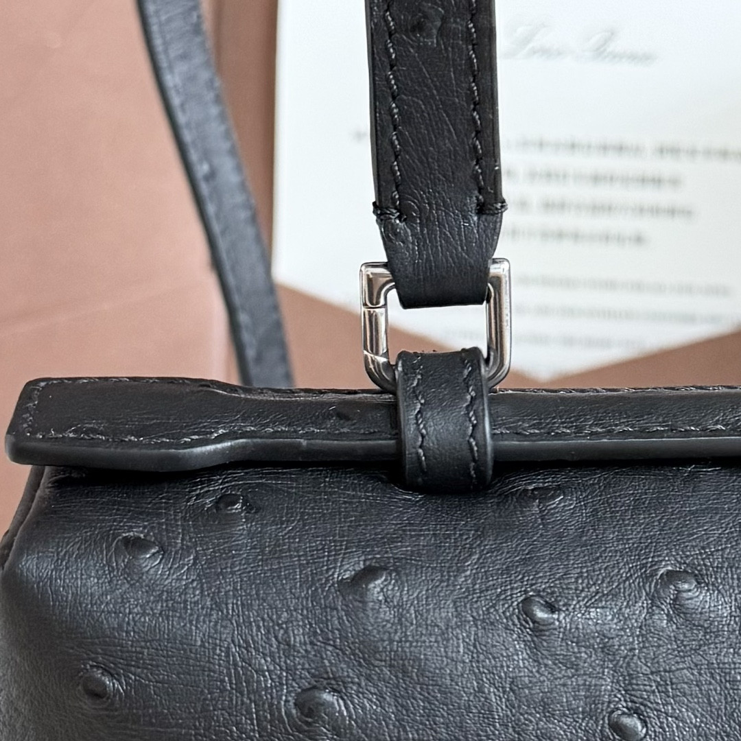 Loro Piana Extra Pocket L27 Ostrich-grained Leather 16x27x10cm