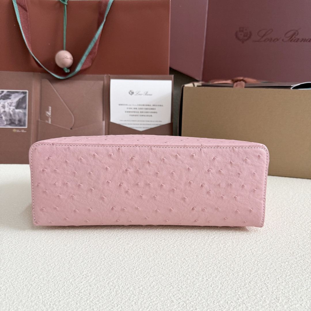 Loro Piana Extra Pocket L27 Ostrich-grained Leather 16x27x10cm