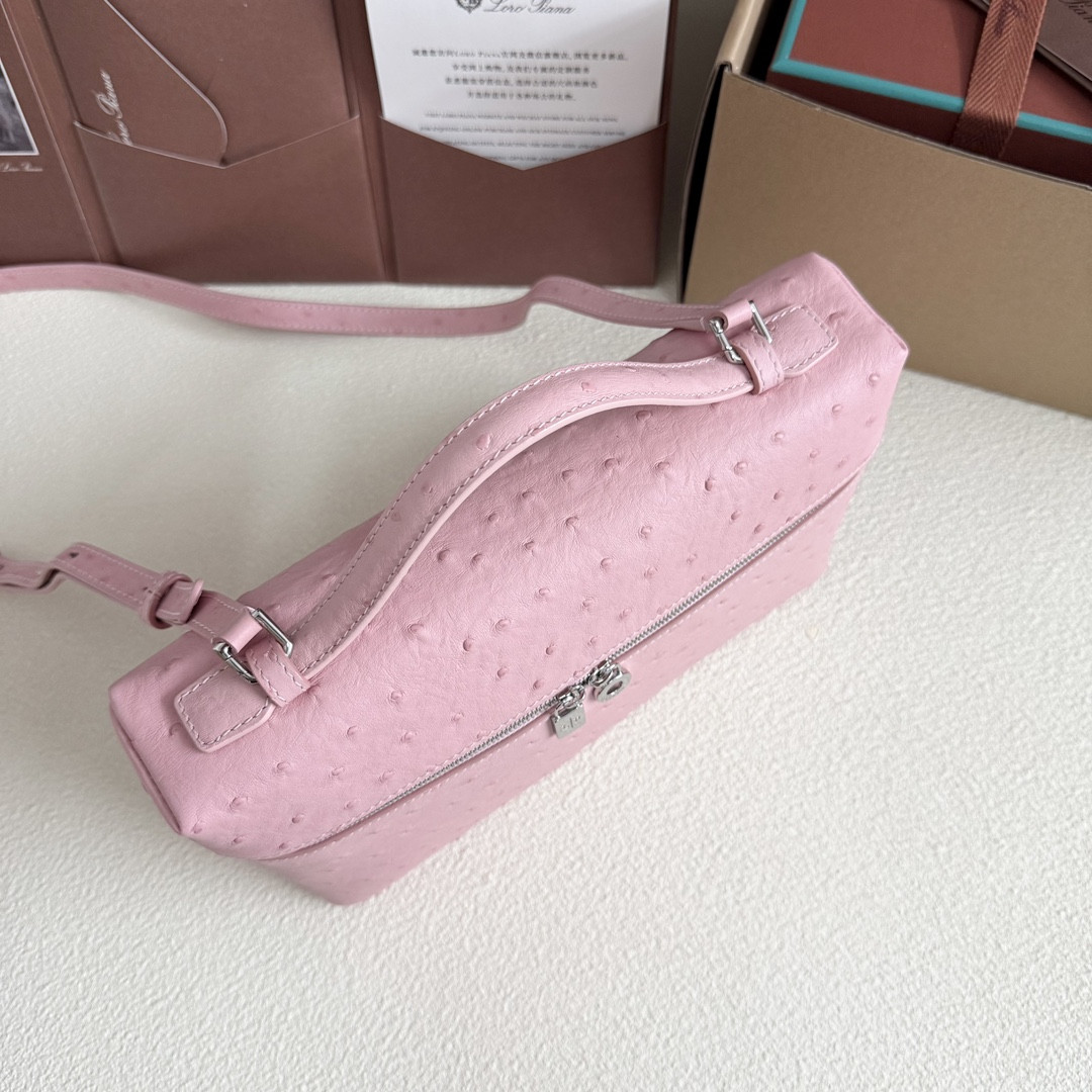 Loro Piana Extra Pocket L27 Ostrich-grained Leather 16x27x10cm