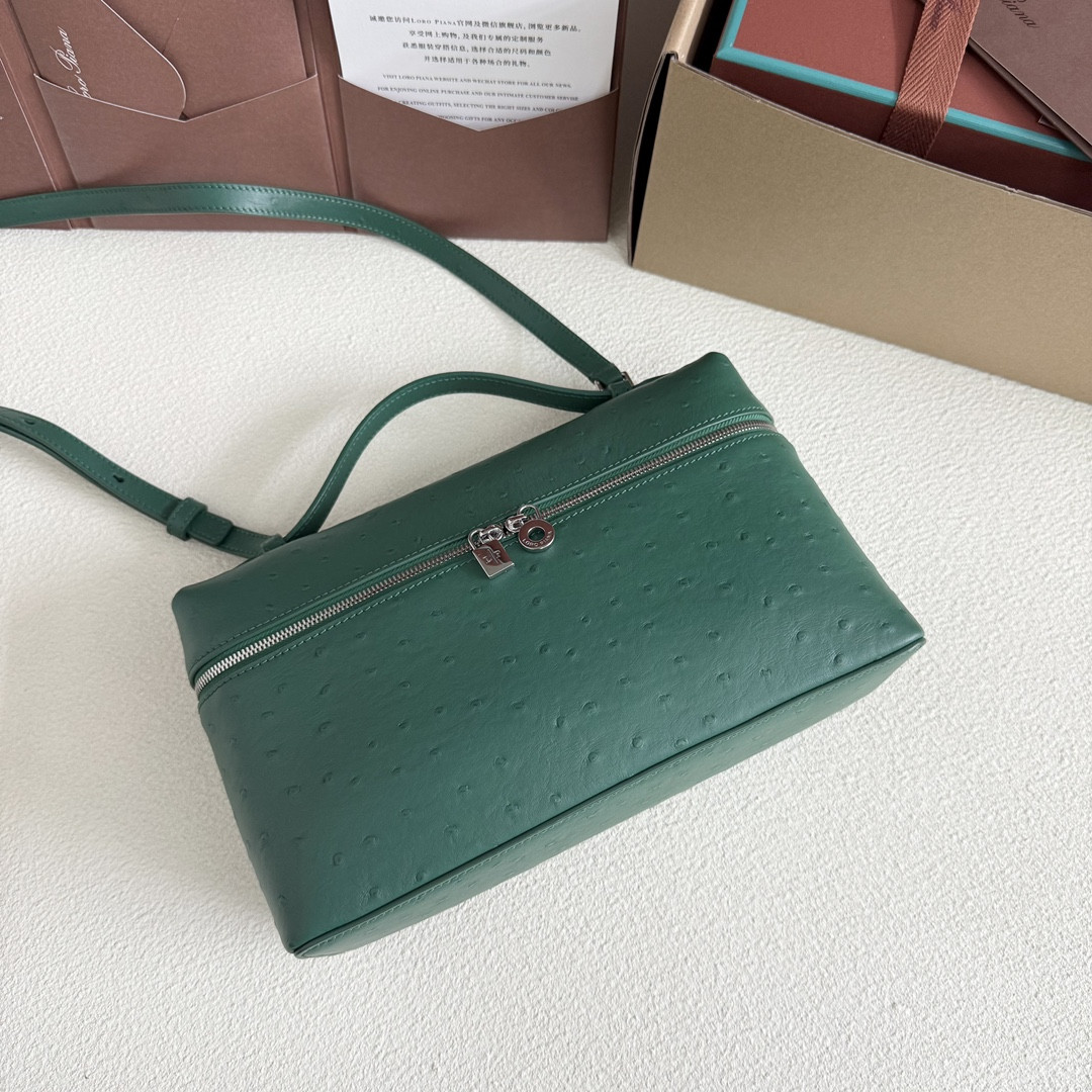 Loro Piana Extra Pocket L27 Ostrich-grained Leather 16x27x10cm