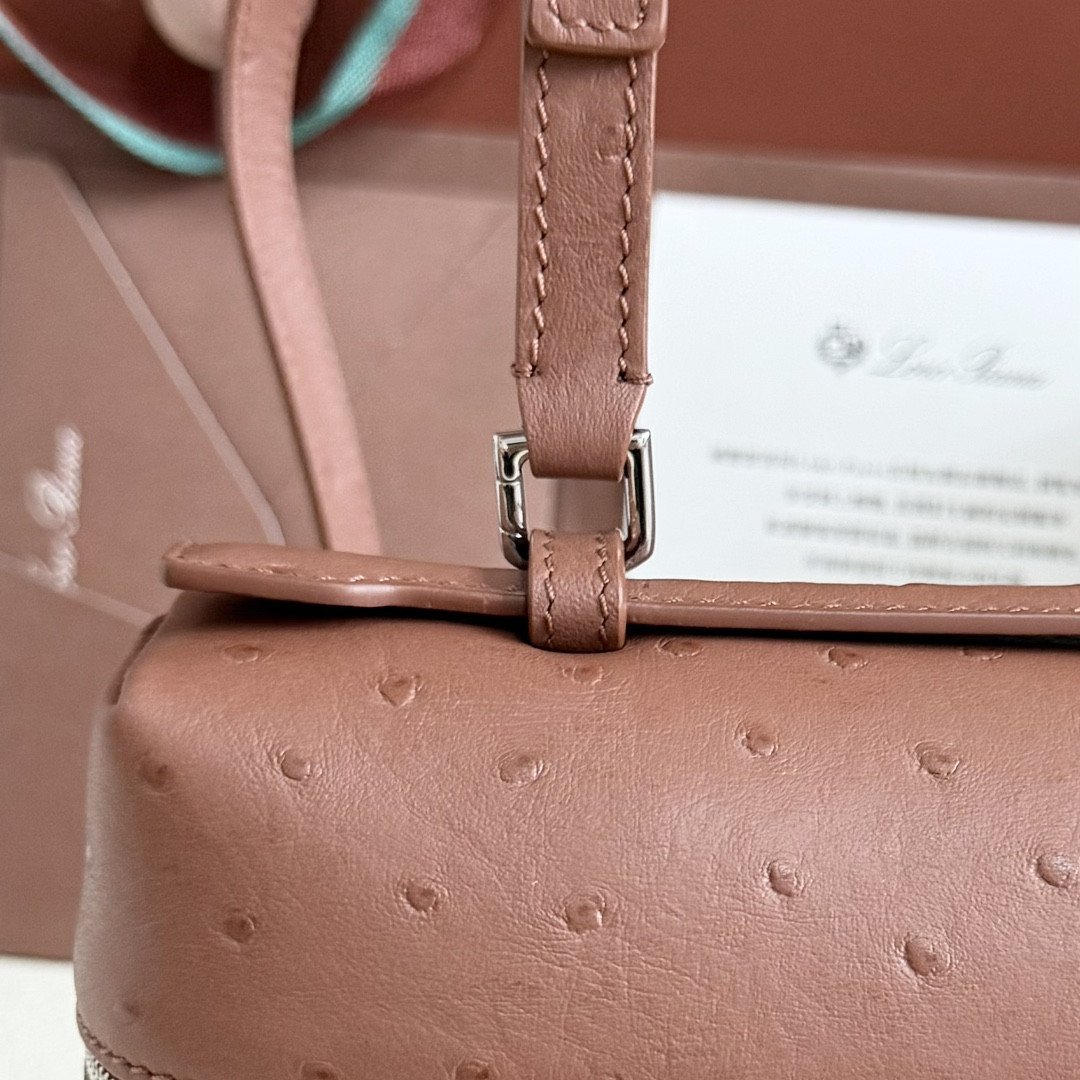 Loro Piana Extra Pocket L27 Ostrich-grained Leather 16x27x10cm