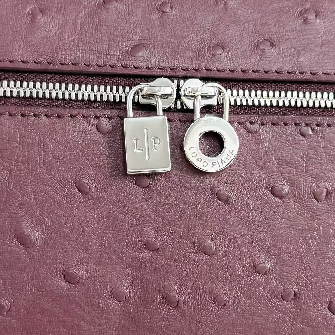 Loro Piana Extra Pocket L27 Ostrich-grained Leather 16x27x10cm