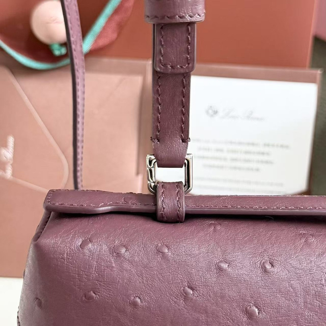 Loro Piana Extra Pocket L27 Ostrich-grained Leather 16x27x10cm