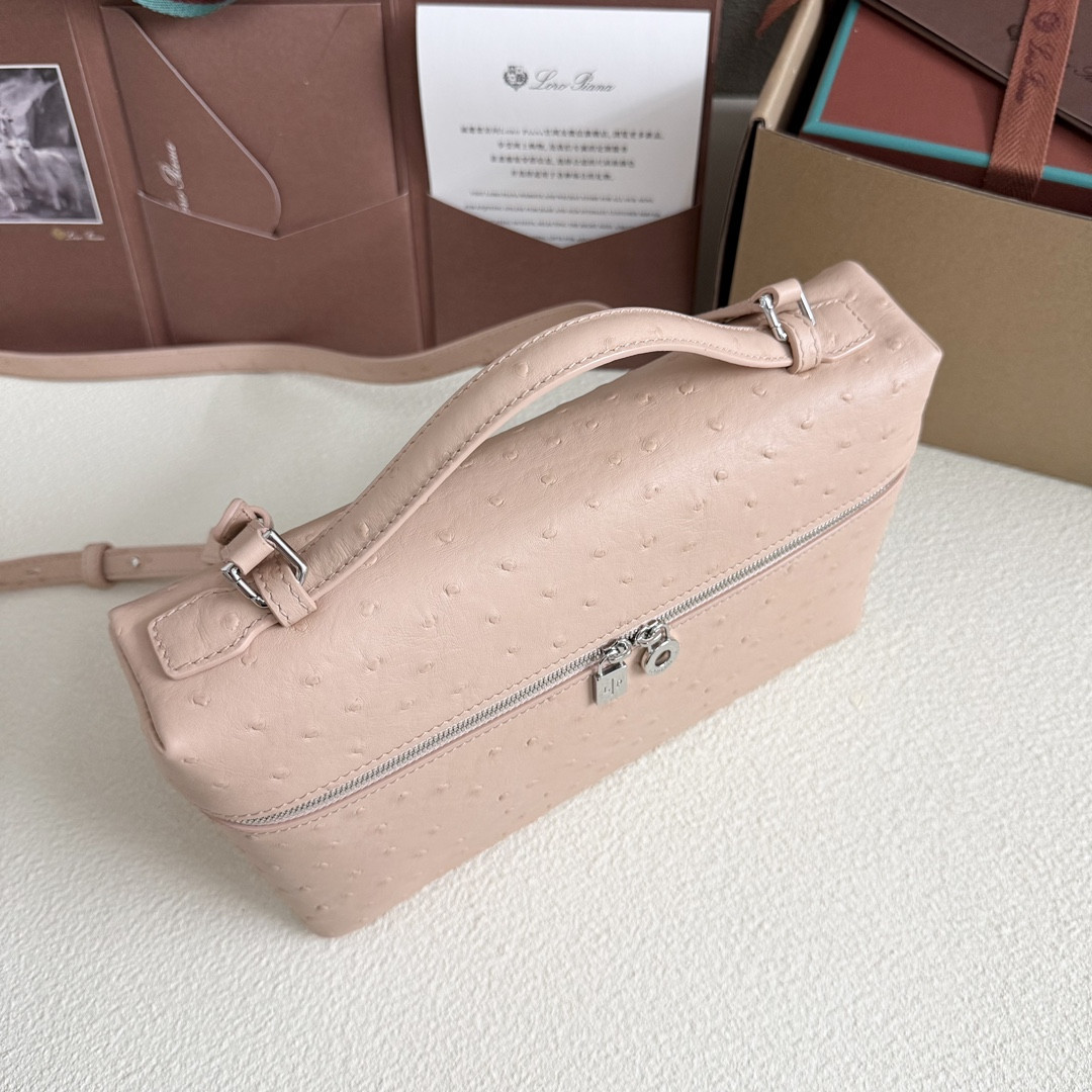 Loro Piana Extra Pocket L27 Ostrich-grained Leather 16x27x10cm