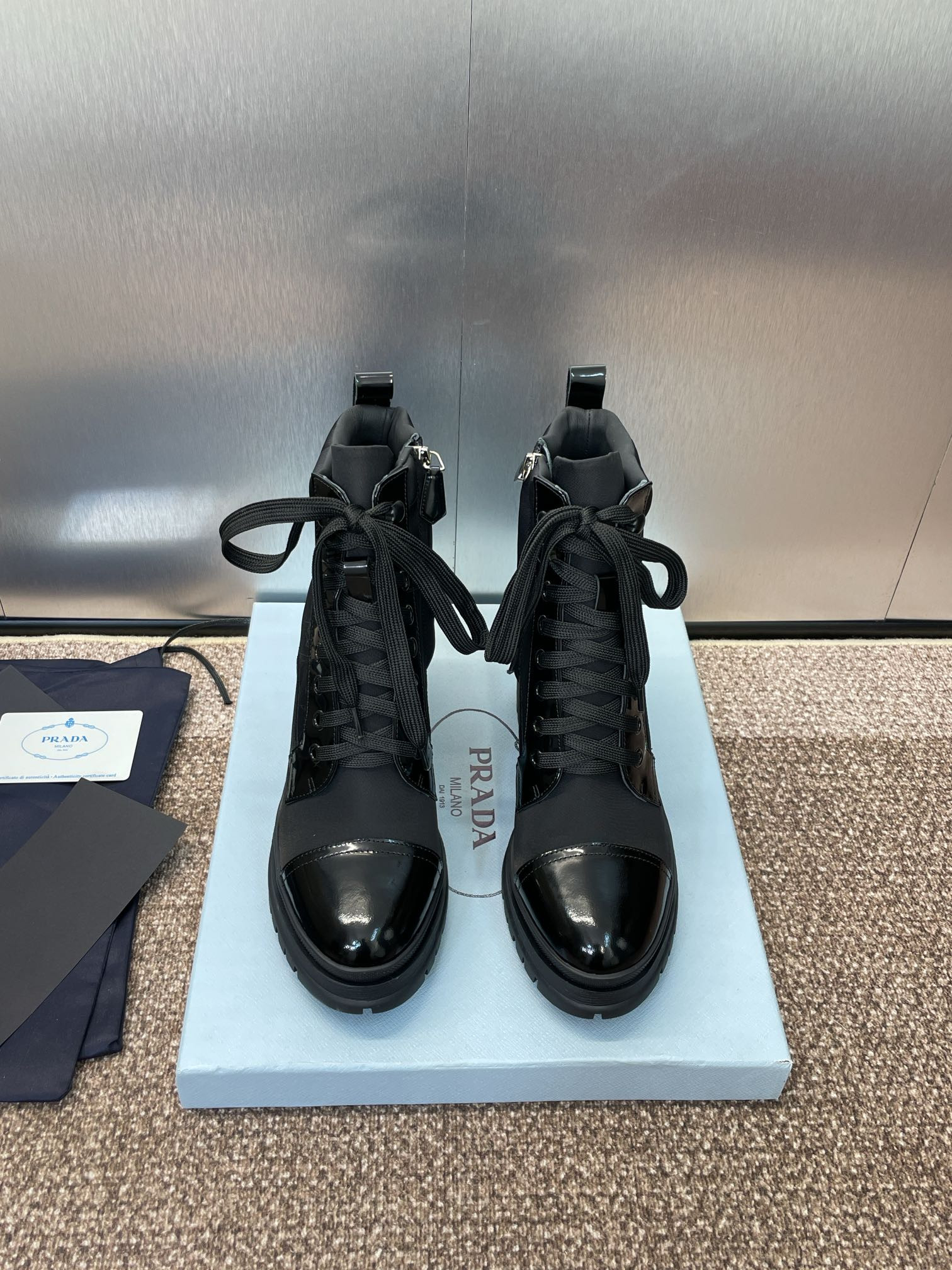 UA Prada Re-Nylon and Leather Booties