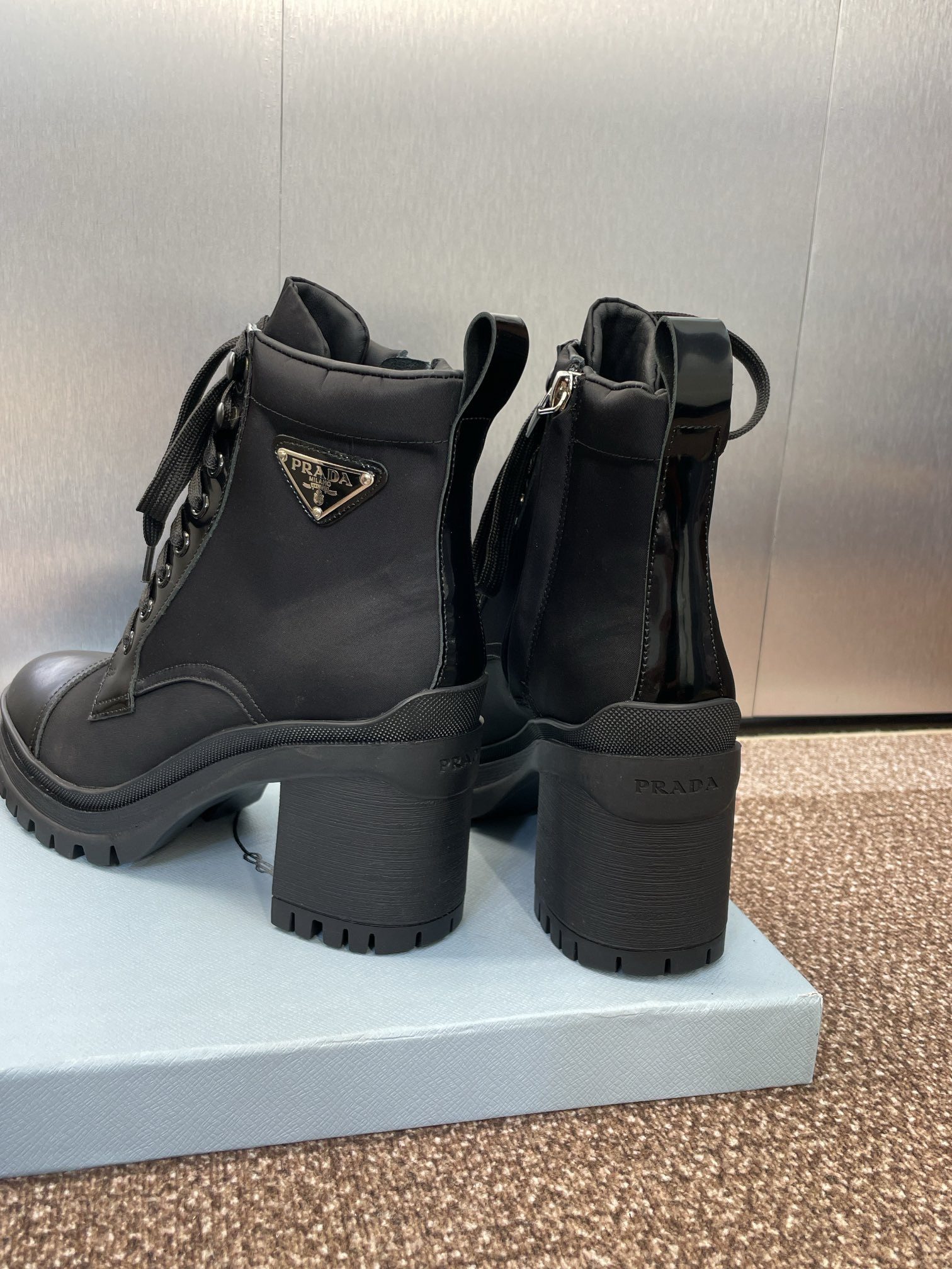 UA Prada Re-Nylon and Leather Booties
