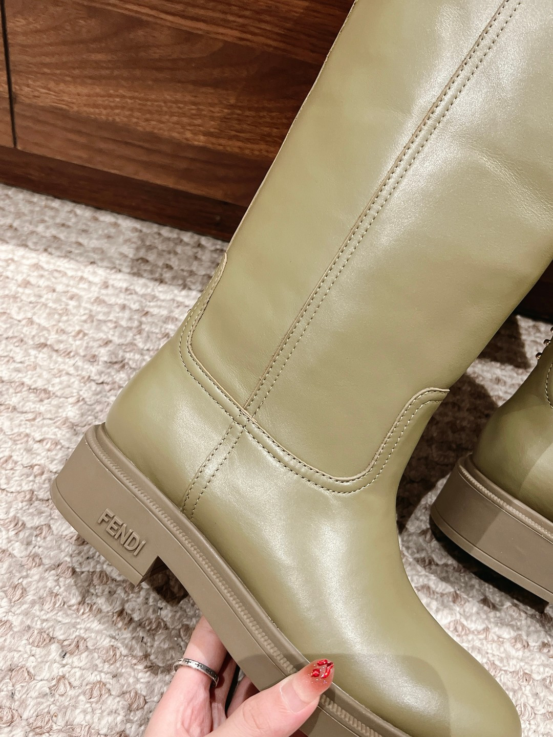 UA Fendi Filo Green Leather Boots