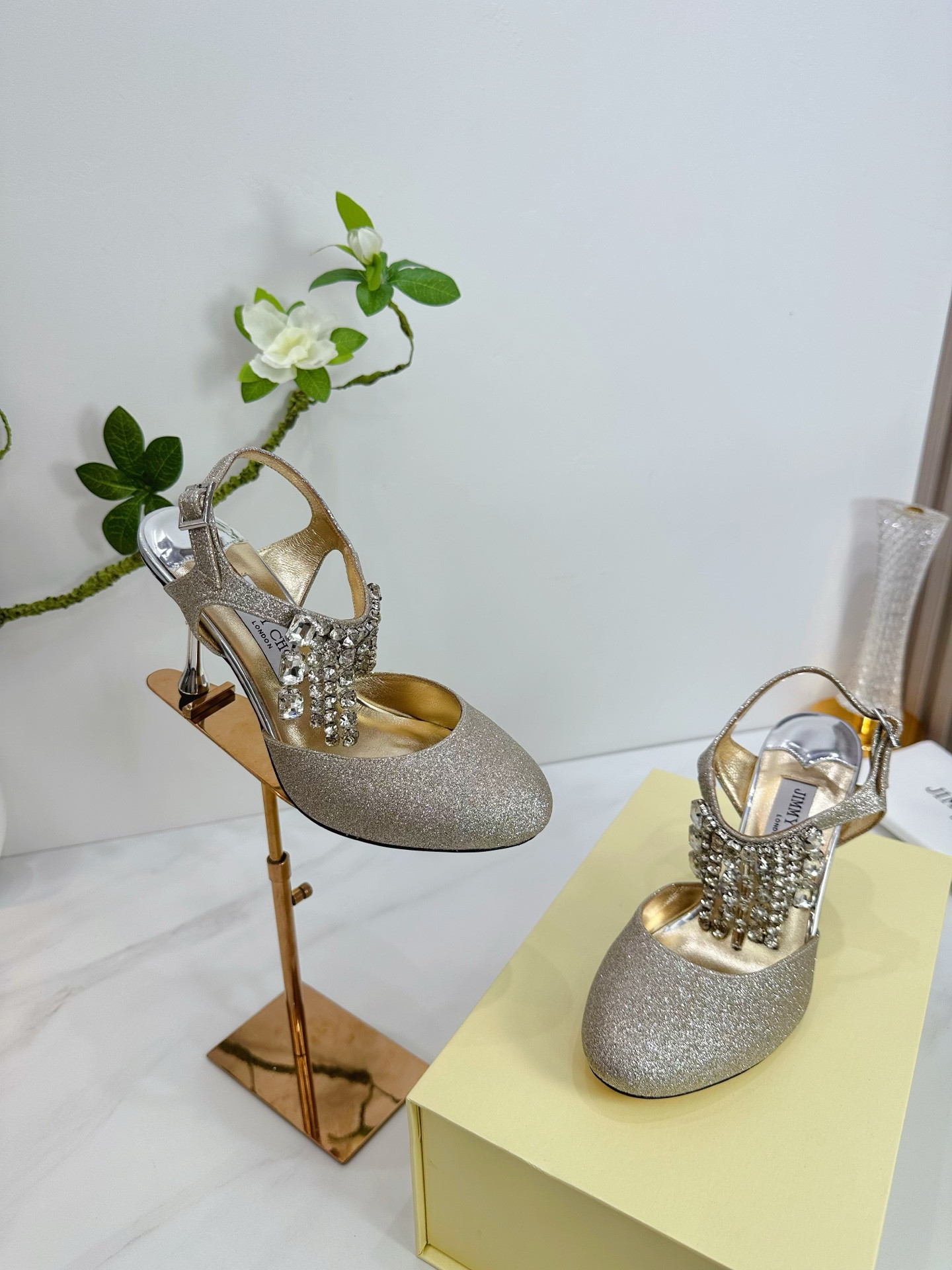 UA Jimmy Choo Verity Glitter Slingbacks 8.5cm