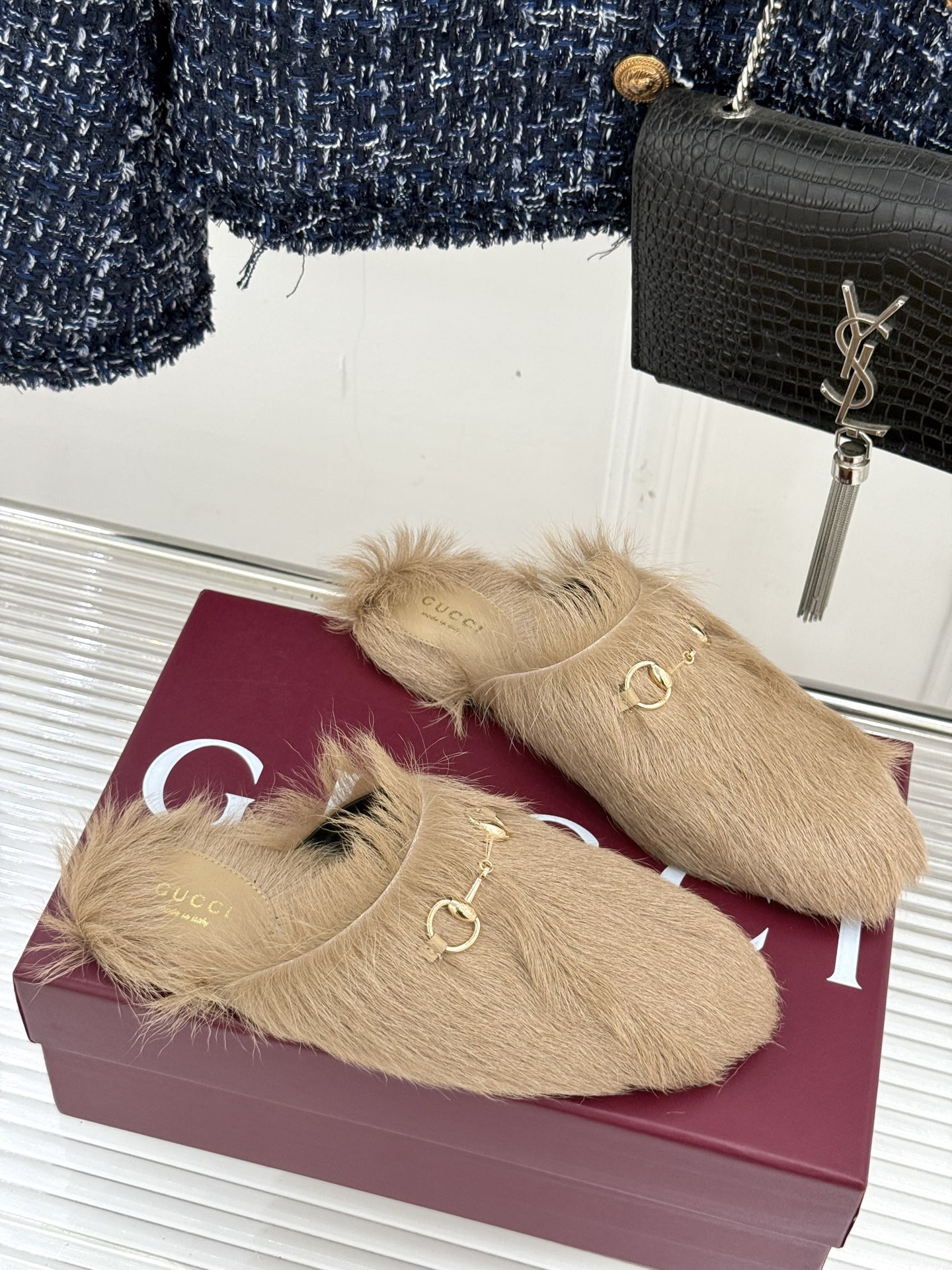 UA Gucci Horsebit Hair Mule