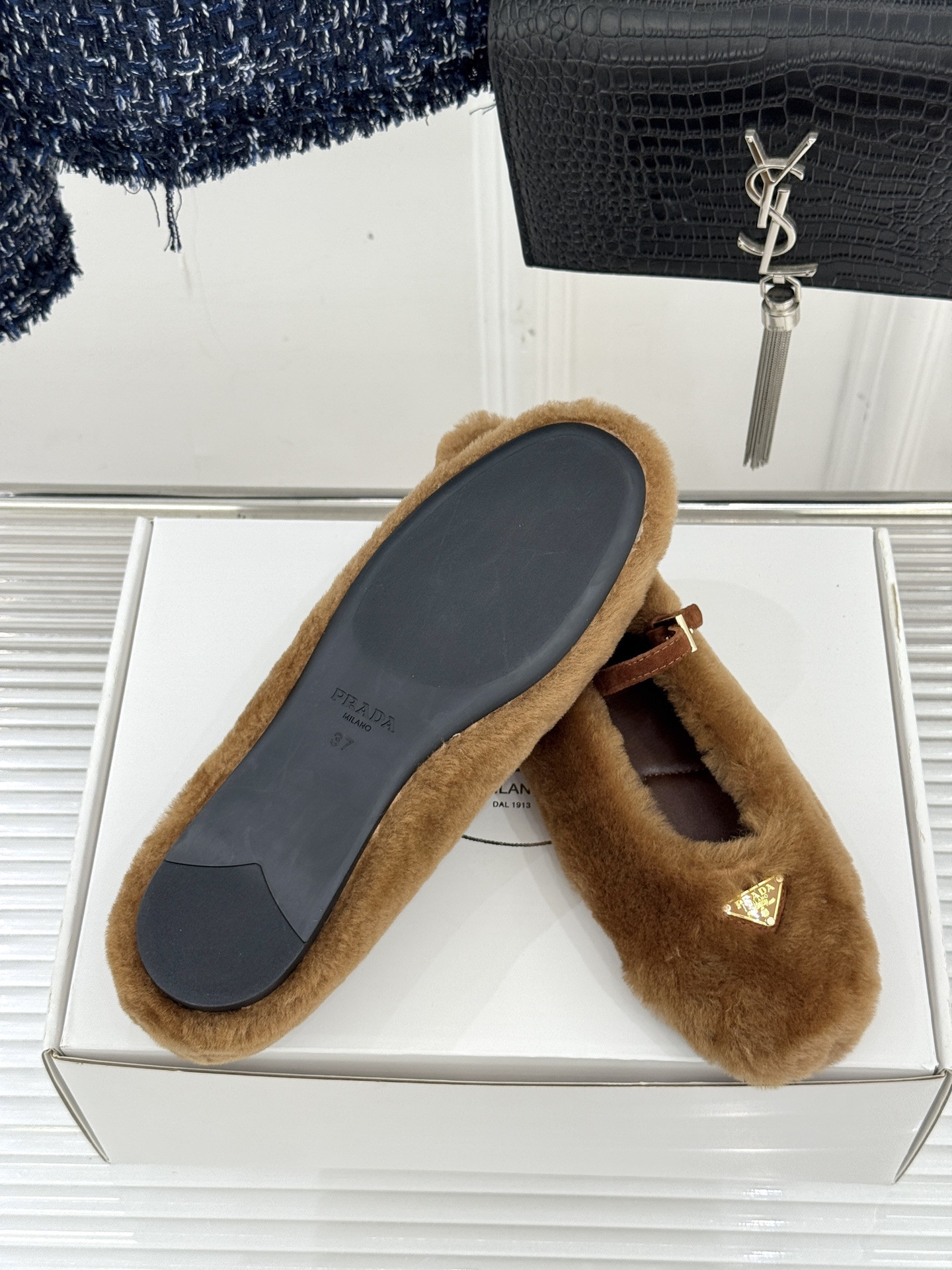 UA Prada Shearling Ballerinas